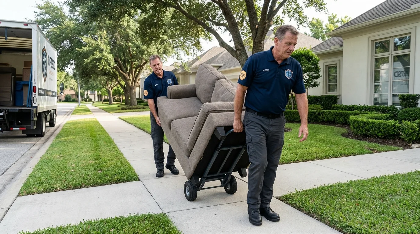 Local residential moving crew loading furniture in Osage, IA
